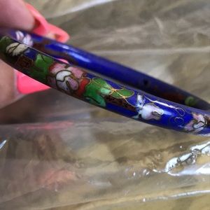 Vintage Chinese Heavy Floral Cloisonné Bangle